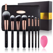 Oscar Charles 8 Piece Luxe Professional Makeup Brush Set 8 Piece & Luxury Cosmetic Bag. Oro rosa/nero